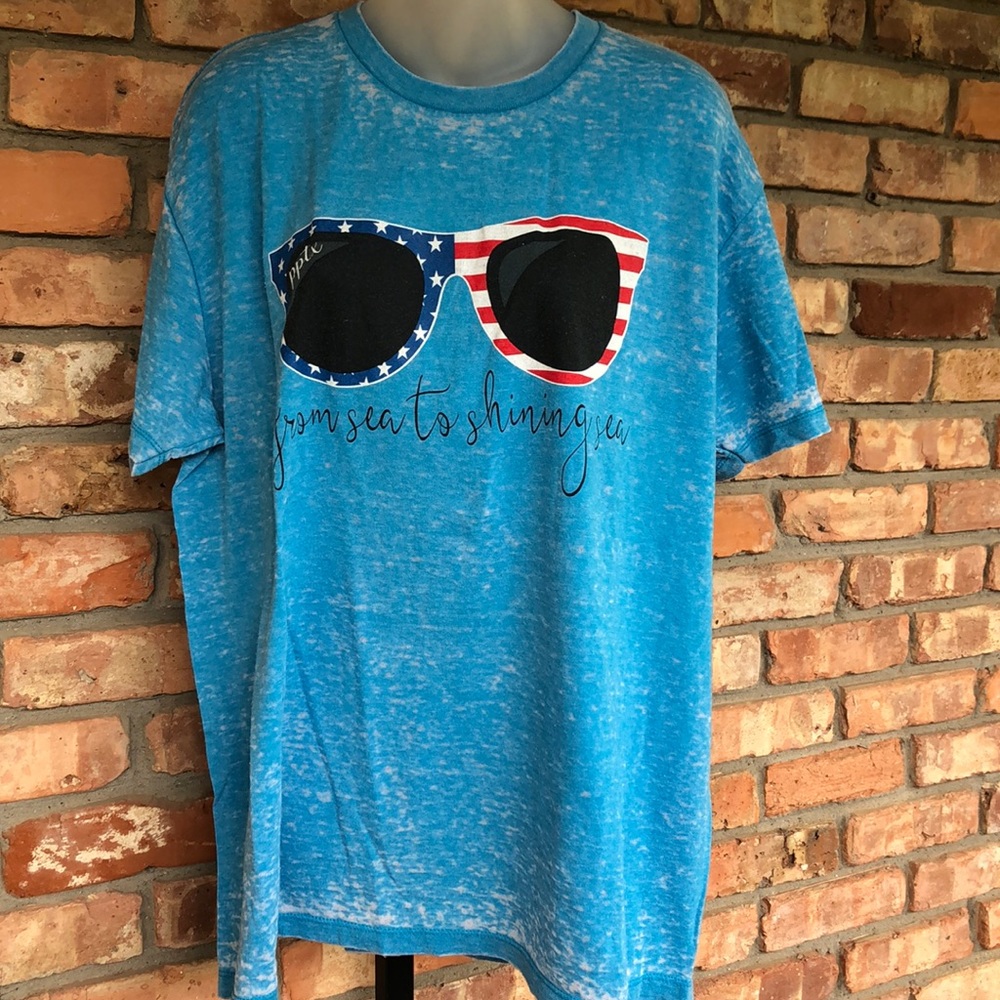 Pacific marled blue graphic sheer patriotic tshirt
